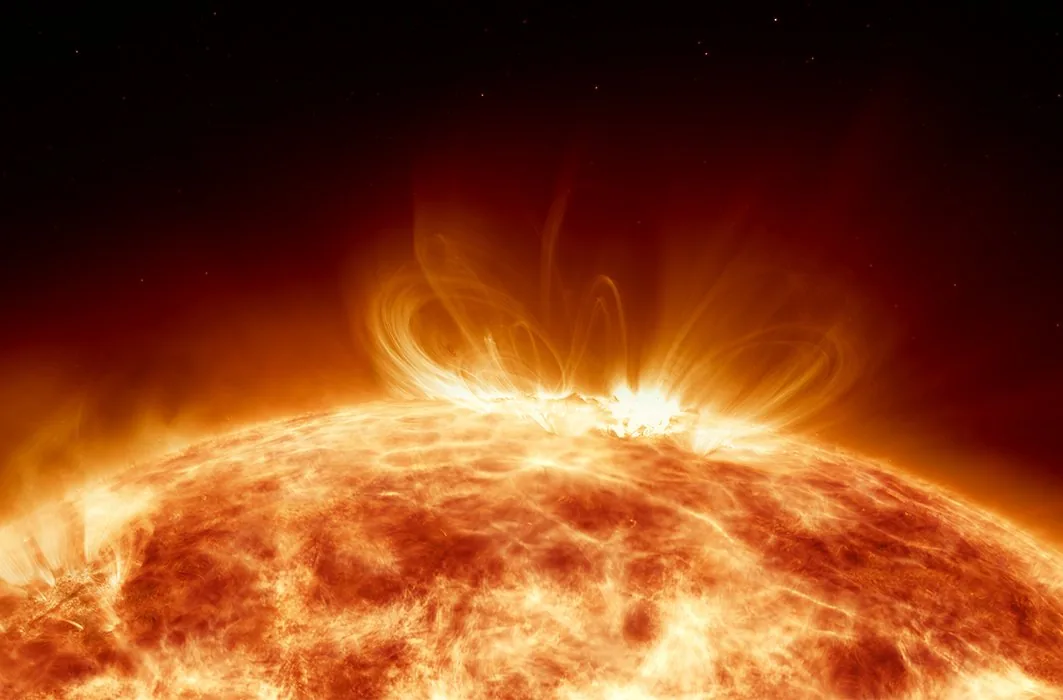 Solar flare at the surface of the Sun